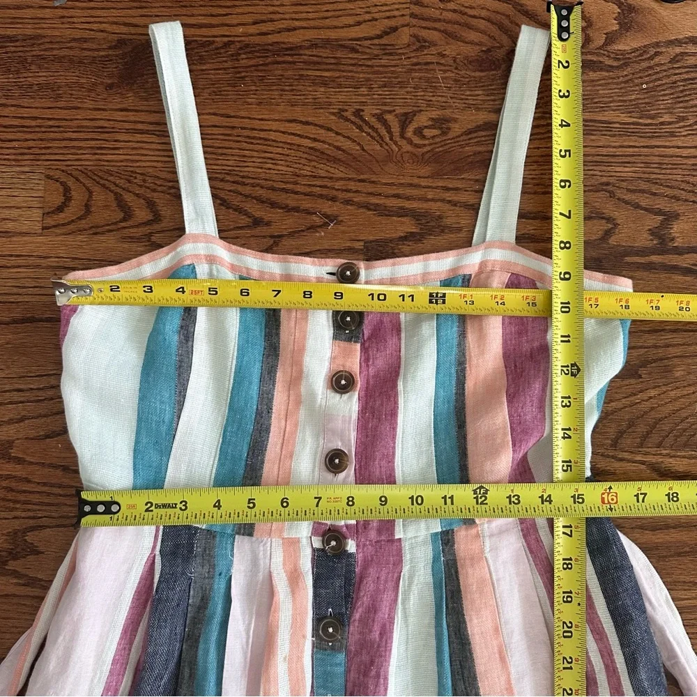 J. Crew LINEN Stripped Light Textured Spaghetti Strap, Button down Midi Size 10 - Picture 11 of 15